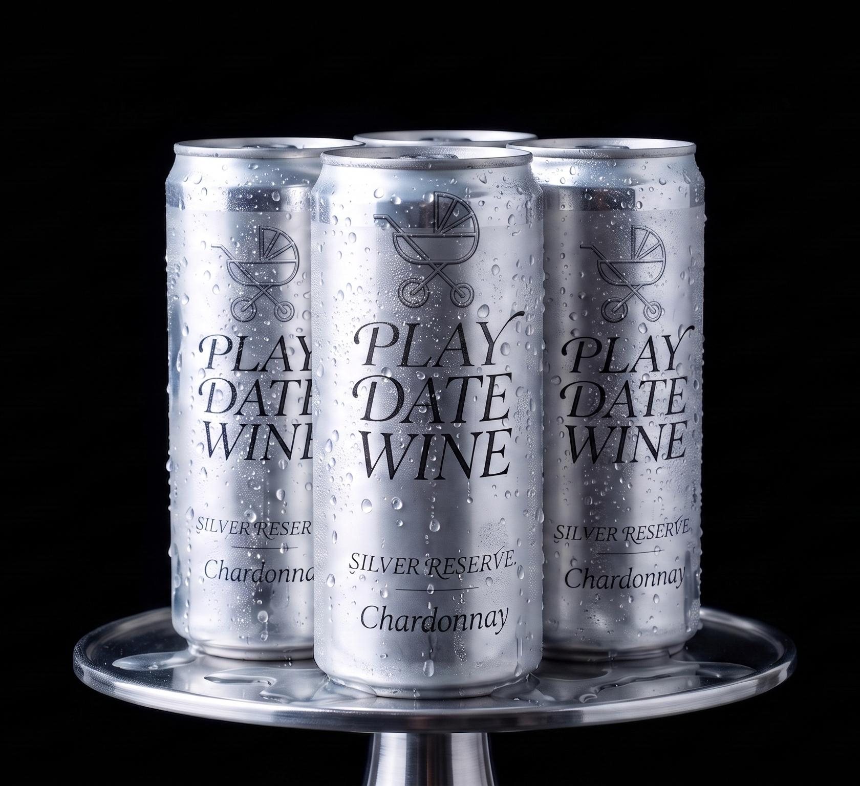 Play Date Wine — a silver four-pack of single-serve Chardonnay